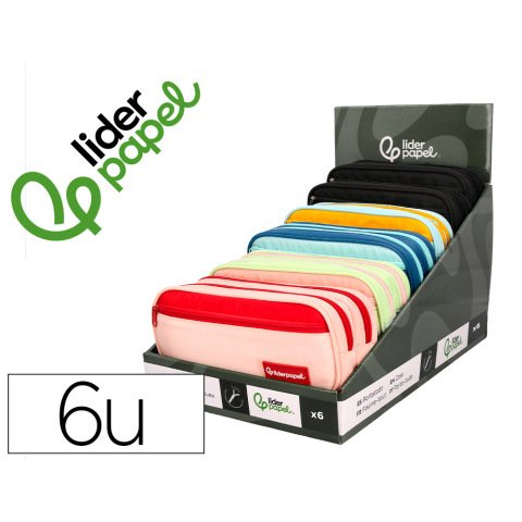 Estuche portatodo liderpapel duo 2 cremalleras con bolsillo frontal 220x90x50 mm