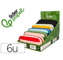 Estuche portatodo liderpapel duo 3 cremalleras con bolsillo frontal 220x90x50 mm