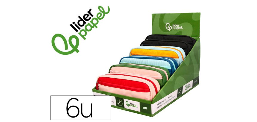 Estuche portatodo liderpapel duo 3 cremalleras con bolsillo frontal 220x90x50 mm