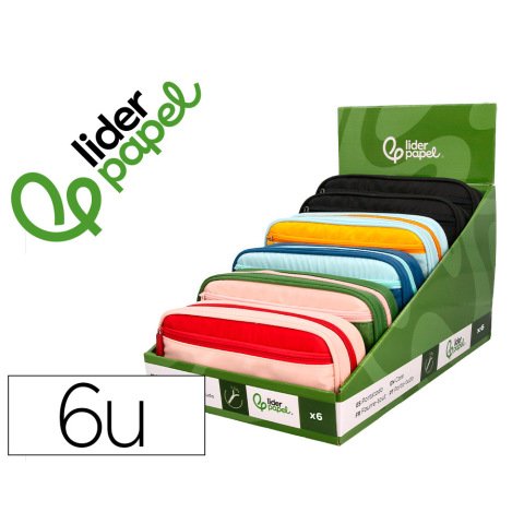 Estuche portatodo liderpapel duo 3 cremalleras con bolsillo frontal 220x90x50 mm