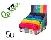 Estuche portatodo liderpapel color pop 2 cremalleras compartimento extensible 230x60 mm