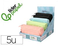 Estuche portatodo liderpapel minibag 2 cremalleras con bolsillo interior 210x100x70 mm