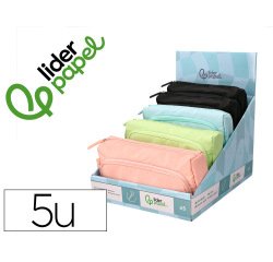 Estuche portatodo liderpapel minibag 2 cremalleras con bolsillo interior 210x100x70 mm