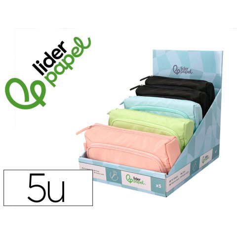 Estuche portatodo liderpapel minibag 2 cremalleras con bolsillo interior 210x100x70 mm