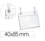 Soporte portaprecios q-connect con 2 agujeros y clip para cesta metalica etiqueta 40x85 mm