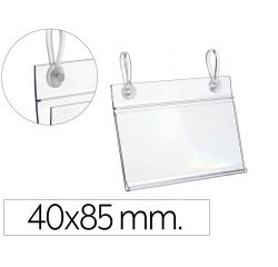 Soporte portaprecios q-connect con 2 agujeros y clip para cesta metalica etiqueta 40x85 mm