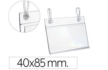 Soporte portaprecios q-connect con 2 agujeros y clip para cesta metalica etiqueta 40x85 mm