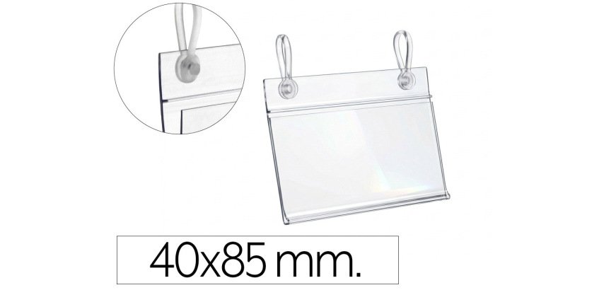 Soporte portaprecios q-connect con 2 taladros y clip para cesta metalica etiqueta 40x85 mm