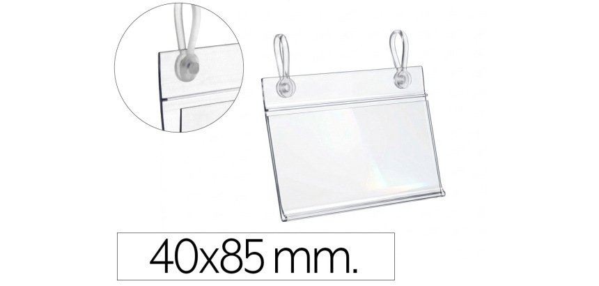 Soporte portaprecios q-connect con 2 agujeros y clip para cesta metalica etiqueta 40x85 mm