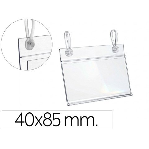 Soporte portaprecios q-connect con 2 taladros y clip para cesta metalica etiqueta 40x85 mm