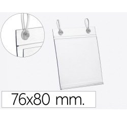 Soporte portaprecios q-connect con 2 agujeros y clip para cesta metalica etiqueta 76x80 mm