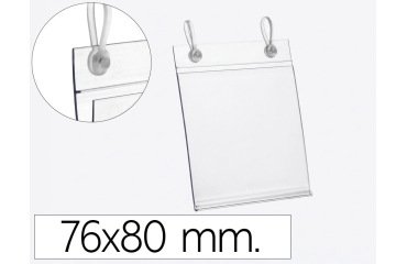 Soporte portaprecios q-connect con 2 agujeros y clip para cesta metalica etiqueta 76x80 mm