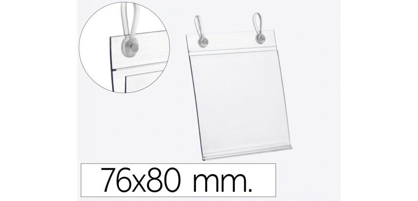 Soporte portaprecios q-connect con 2 taladros y clip para cesta metalica etiqueta 76x80 mm