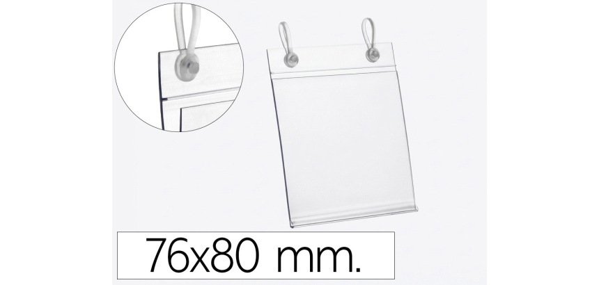 Soporte portaprecios q-connect con 2 agujeros y clip para cesta metalica etiqueta 76x80 mm