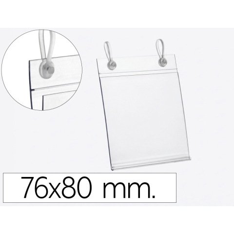 Soporte portaprecios q-connect con 2 taladros y clip para cesta metalica etiqueta 76x80 mm