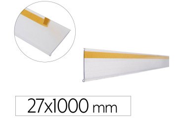 Soporte portaprecios q-connect adhesivo para estanteria etiqueta 27x1000 mm semi-transparente