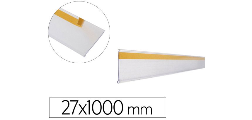 Soporte portaprecios q-connect adhesivo para estanteria etiqueta 27x1000 mm semi-transparente