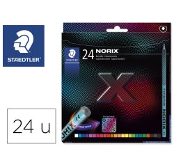 Lapices de colores staedtler norix con forma inteligente estuche de 24 unidades colores surtidos