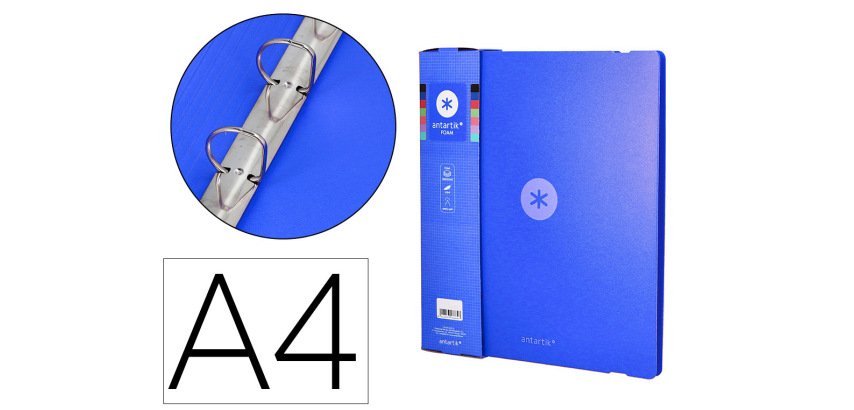 Carpeta 4 anillas de 35 mm mixtas antartik a4 foam color azul