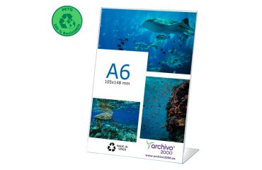 Expositor sobremesa archivo 2000 petg flexible en forma de l din a6 vertical 45x105x150 mm
