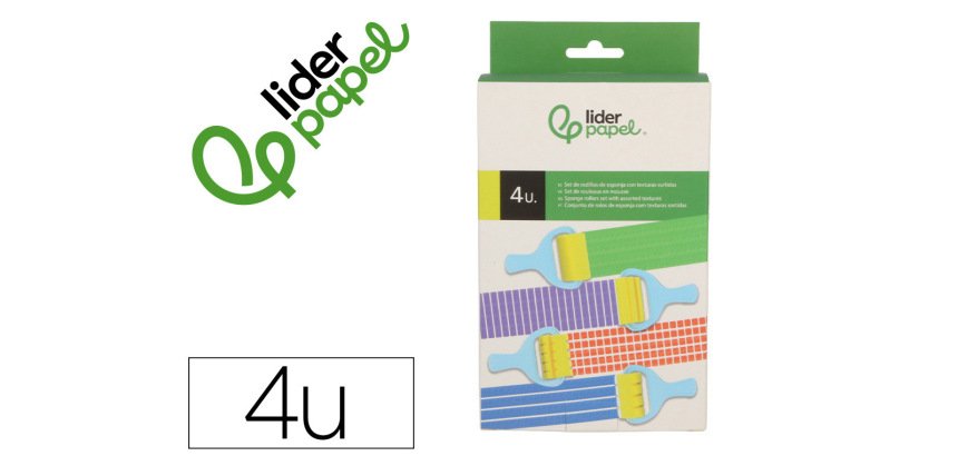 Esponja manualidades liderpapel rodillo con texturas goma foam caja con 4 unidades