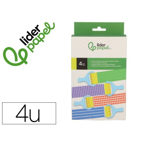 Esponja manualidades liderpapel rodillo con texturas goma foam caja con 4 unidades