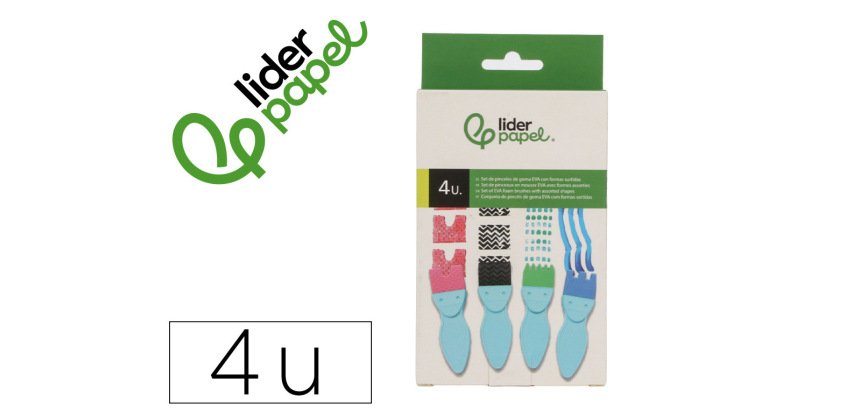 Esponja manualidades liderpapel goma eva pincel formas caja de 4 unidades