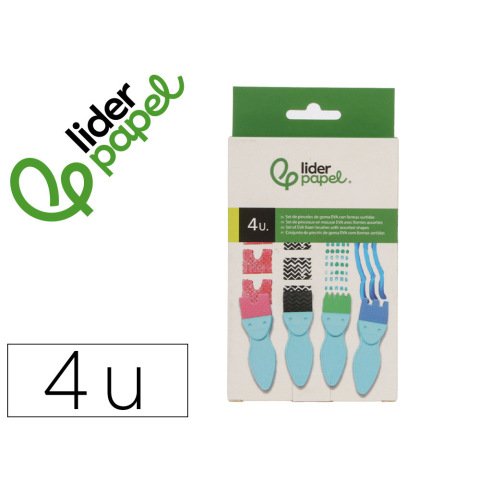 Esponja manualidades liderpapel goma eva pincel formas caja de 4 unidades