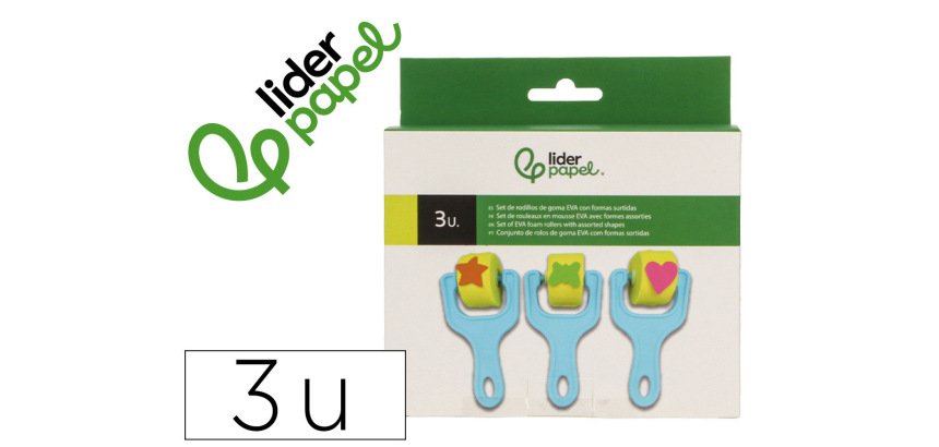 Esponja manualidades liderpapel goma eva rodillo formas caja de 3 unidades