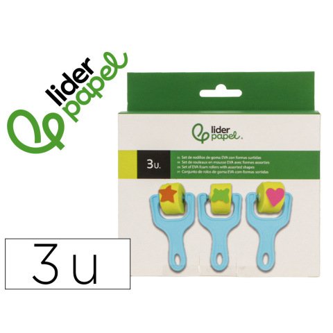 Esponja manualidades liderpapel goma eva rodillo formas caja de 3 unidades