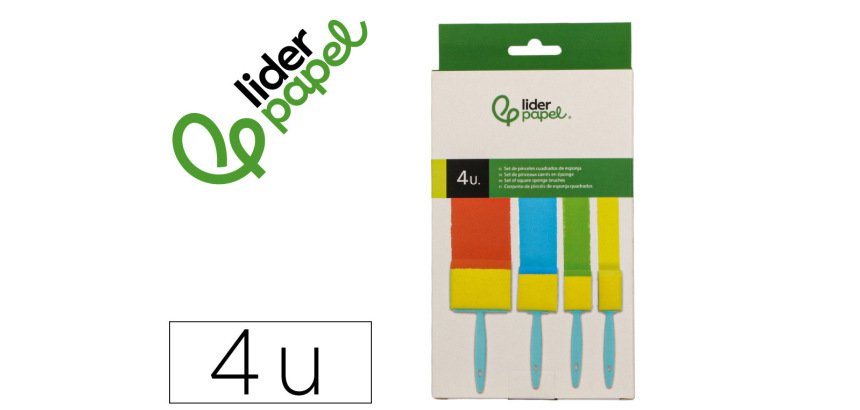Esponja manualidades liderpapel goma foam pincel cuadrado 25/40/50/75 mm caja de 4 unidades