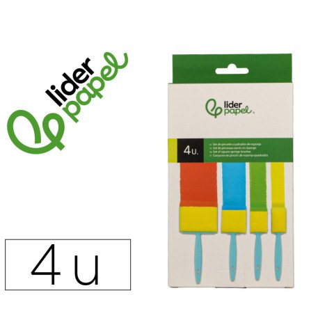 Esponja manualidades liderpapel goma foam pincel cuadrado 25/40/50/75 mm caja de 4 unidades