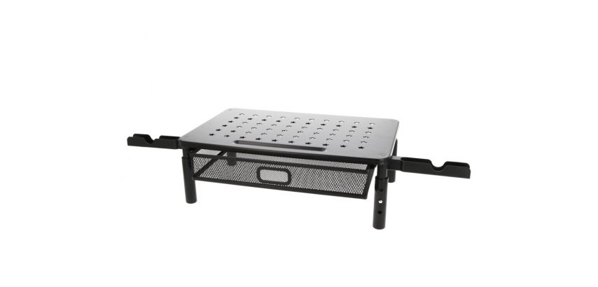 Soporte q-connect para monitor metalico regulable en altura con cajon y dos soportes para movil