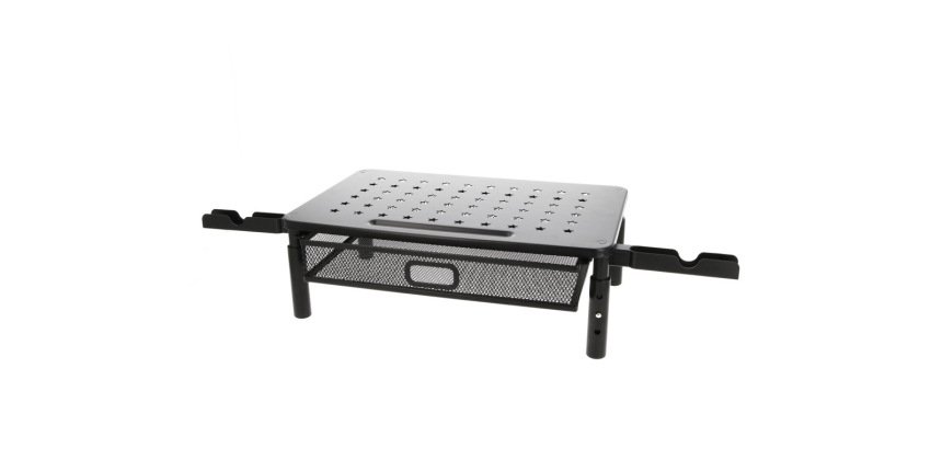Soporte q-connect para monitor metalico regulable en altura con cajon y dos soportes para movil
