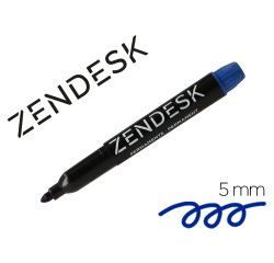 Rotulador zendesk marcador permanente azul punta redonda 5mm recargable