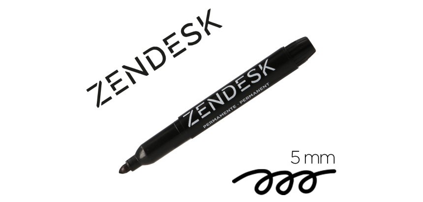 Rotulador zendesk marcador permanente negro punta redonda 5mm recargable