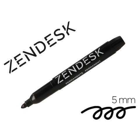 Rotulador zendesk marcador permanente negro punta redonda 5mm recargable