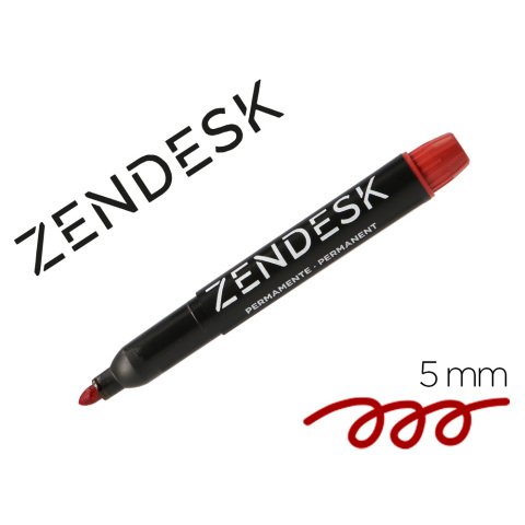 Rotulador zendesk marcador permanente rojo punta redonda 5mm recargable