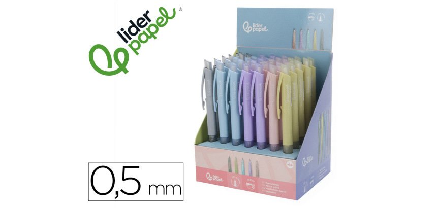 Portaminas liderpapel coleccion 1 con clip y goma 0.5 mm 5 colores surtidos