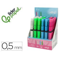 Portaminas liderpapel coleccion 2 con fuelle y goma con acabado soft touch 0,5 mm 4 colores surtidos