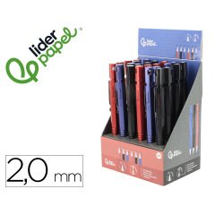 Portaminas liderpapel tech con clip y sacapuntas 2 mm 3 colores surtidos