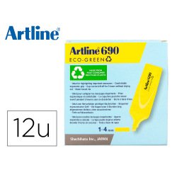 Rotulador artline fluorescente ek-690 eco green punta biselada 1-4 mm amarillo