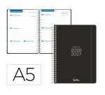 Agenda escolar liderpapel 26-27 espiral basic semana vista a5 bilingue 70g papel fsc negro