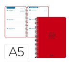 Agenda escolar liderpapel 26-27 espiral basic semana vista a5 bilingue 70g papel fsc rojo
