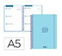 Agenda escolar liderpapel 26-27 espiral basic semana vista a5 bilingue 70g papel fsc azul turquesa