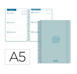 Agenda escolar liderpapel 26-27 espiral basic semana vista a5 bilingue 70g papel fsc morado