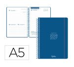 Agenda escolar liderpapel 26-27 espiral basic dia pagina a5 bilingue 70g papel fsc azul marino