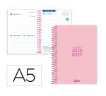 Agenda escolar liderpapel 26-27 espiral basic dia pagina a5 bilingue 70g papel fsc rosa