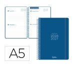 Agenda escolar liderpapel 26-27 espiral basic 2 dias pagina a5 bilingue 70g papel fsc azul marino