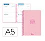Agenda escolar liderpapel 26-27 espiral basic 2 dias pagina a5 bilingue 70g papel fsc rosa